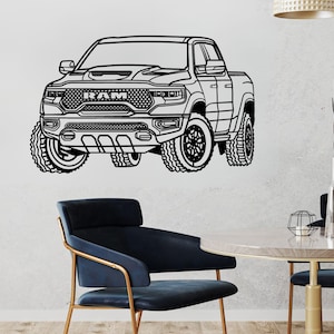 2024 Ram TRX Metal Wall Art Pickup Truck Silhouette Decor for Garage Office Man Cave Auto Enthusiast Gift Modern Rugged Style
