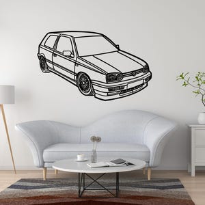 Volkswagen Golf MK3 Metal Wall Art, Classic VW Hatchback Steel Decor, Euro Car Silhouette Wall Sign for Garage or Man Cave