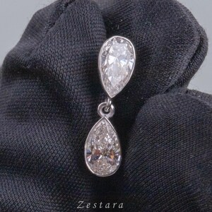 Päronslipad diamantörhänge med dropp och örhänge, minimalistiskt fina smycken, present till henne