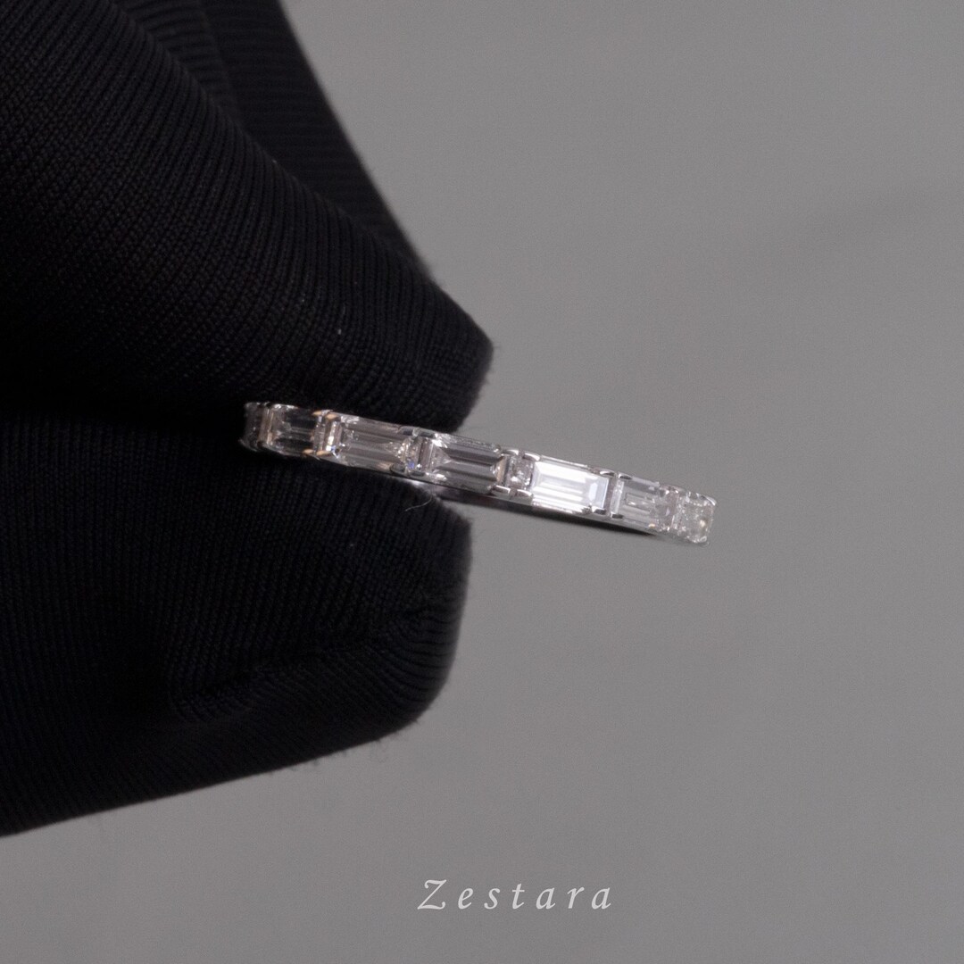 14K Gold Baguette Lab Grown Diamond Band – Stacking Ring - Etsy