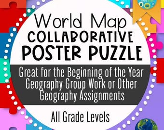 World Map Collaborative Poster Puzzle | Geography Activity, All Grade Levels