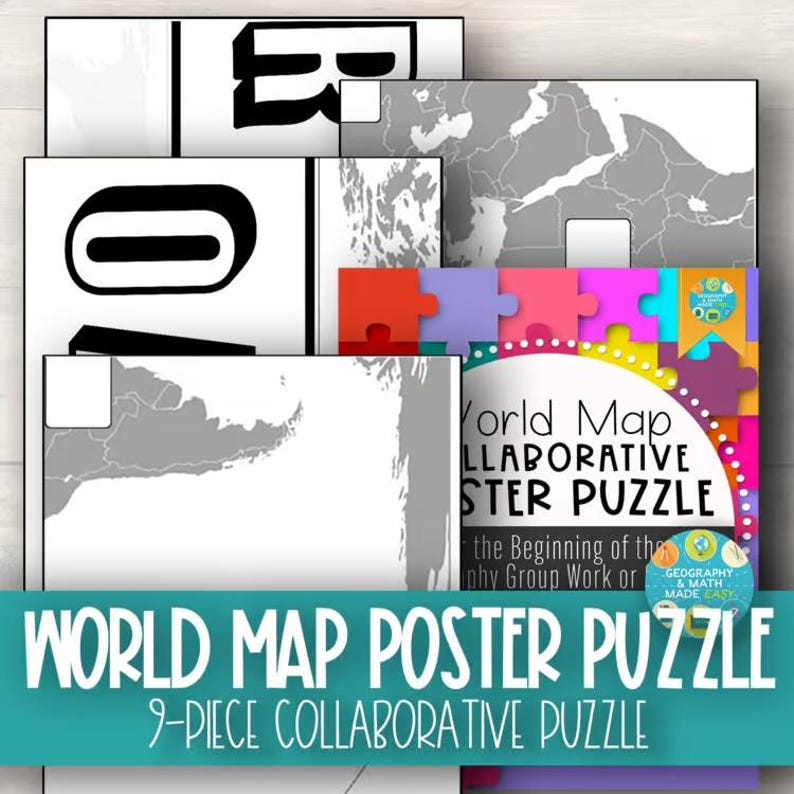 World Map Collaborative Poster Puzzle | Geography Activity, All Grade ...