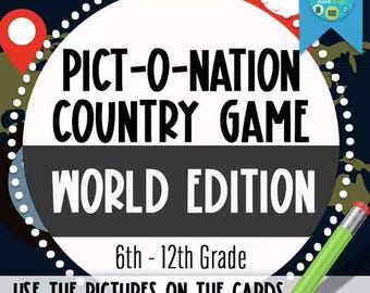 Geography Pict-0-Nation Country Guessing Game for Middle School and High School