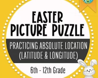 Easter Geography Picture Puzzle Practicing Latitude and Longitude  | Middle School, High School, Homeschool