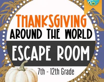 Thanksgiving Around the World Escape Room | Geography Social Studies  | Cultural Fun Geography Halloween Game