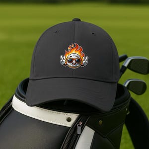 Funny Flaming Golf Ball Dad Hat: Adjustable Baseball Cap