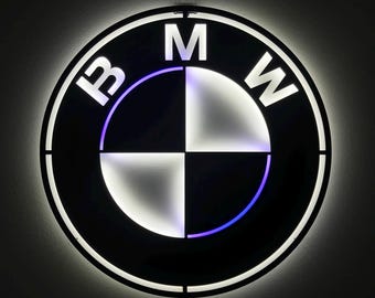 Metal LED BMW Logo Sign, BMW Amblem Gift for Him, Mancave Garage Decor, Gift For Car Lovers,  Metal Wall Art, Car Decor, Led Logo Amblem