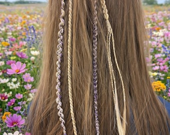 Extensiones de cabello con mini pinzas de garra con trenzas y giros / Rastas con clip / Cabello bohemio para festivales / Clip de cabello sintético / Colores personalizables
