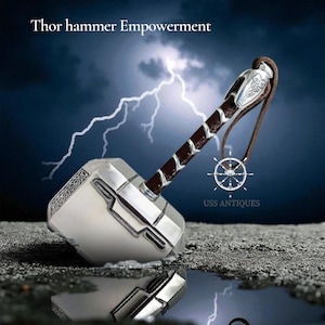 Vintage Thor Mjolnir Hammer: Leather Grip, Metal Replica
