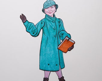 Elizebeth Smith Friedman Articulated Paper Doll, Women in Science Gift Cryptanalyst Cryptology