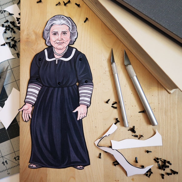 Maria Montessori Articulated Paper Doll