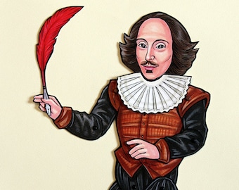 Shakespeare Articulated Paper Doll with Quill and Detachable Ruff