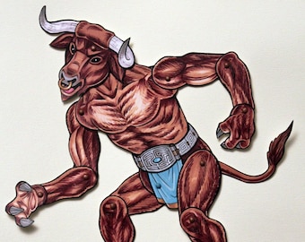 Minotaur Articulated Paper Doll