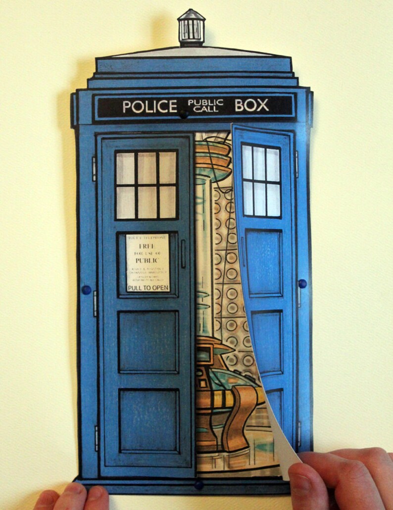 Bigger Inside Paper Doll With 4 Interchangeable Interiors Etsy