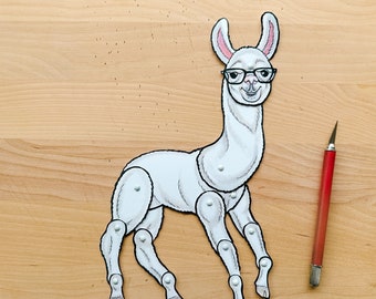 Articulated Llama in Glasses Paper Doll