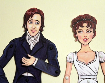 Mr. Darcy und Elizabeth Bennet Articulated Paper Dolls - Stolz und Vorurteil - Jane Austen