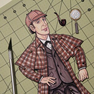 Sherlock Holmes Articulated Paper Doll Inspired by the books of Sir Arthur Conan Doyle and Basil Rathbone image 2