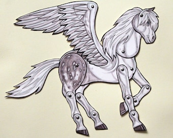 Pegasus Articulated Paper Doll - Fastasy Horse