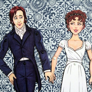 Mr. Darcy and Elizabeth Bennet Articulated Paper Dolls Pride and Prejudice Jane Austen image 5