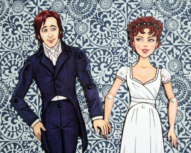 Mr. Darcy and Elizabeth Bennet Articulated Paper Dolls Pride and Prejudice Jane Austen image 5