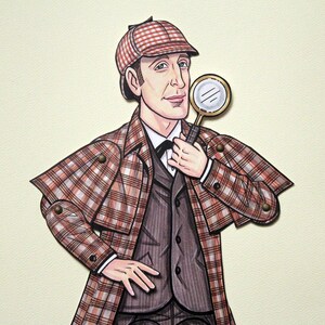 Sherlock Holmes Articulated Paper Doll Inspired by the books of Sir Arthur Conan Doyle and Basil Rathbone image 3