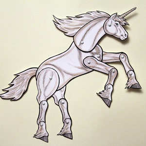 Unicorn Paper Doll Fantasy Articulated White Unicorn image 2