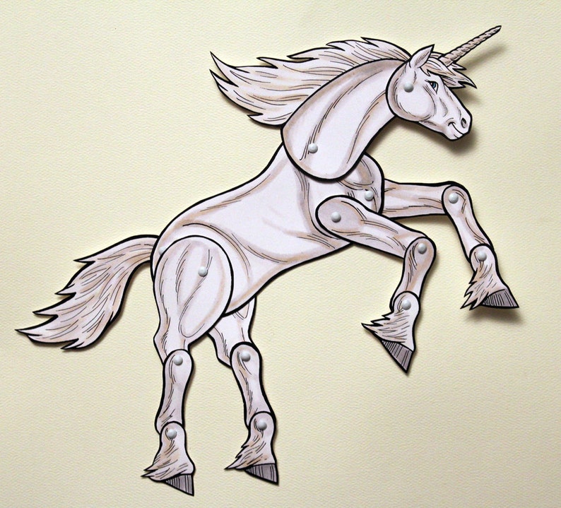 unicorn paper doll fantasy articulated white unicorn etsy