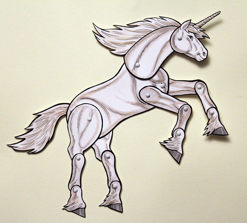 Unicorn Paper Doll Fantasy Articulated White Unicorn image 2