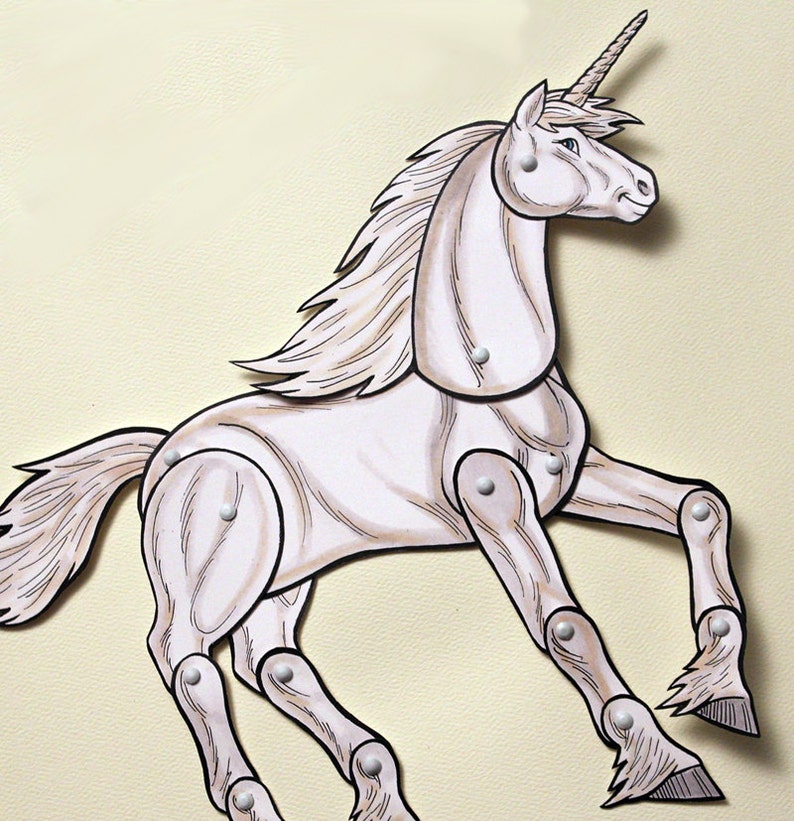 unicorn paper doll fantasy articulated white unicorn etsy