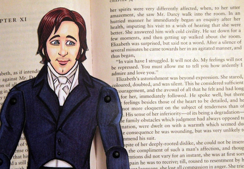 Mr. Darcy and Elizabeth Bennet Articulated Paper Dolls Pride and Prejudice Jane Austen image 4