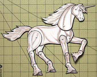 Unicorn Paper Doll  - Fantasy Articulated White Unicorn