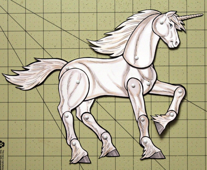 unicorn paper doll fantasy articulated white unicorn etsy