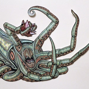 Kraken Articulated Paper Doll - Mythical Giant Squid