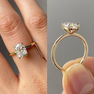 2.5 CT  Elongated Cushion Cut Moissanite Engagement Ring, 14K Solid Gold Solitaire Ring, Valentine’s Proposal & Birthday Gift for Women