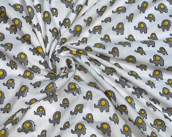 Cute Elephant Print Cotton Fabric – Soft & Lightweight – Perfect for Baby Projects Crafts by the Yard