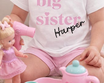 Personalized Big Sister T-Shirt – Custom Name
