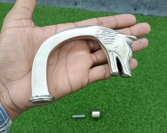 Impugnatura a testa di volpe in stile vintage per bastone da passeggio - Finitura cromata lucida - Il regalo perfetto