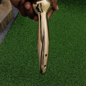 Solid Brass Round Knob Cane Handle Replacement, Polished Gold Finish