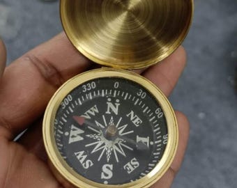 Brass Pocket Compass with Hinged Lid – Nautical Gift for Sailors & Travelers