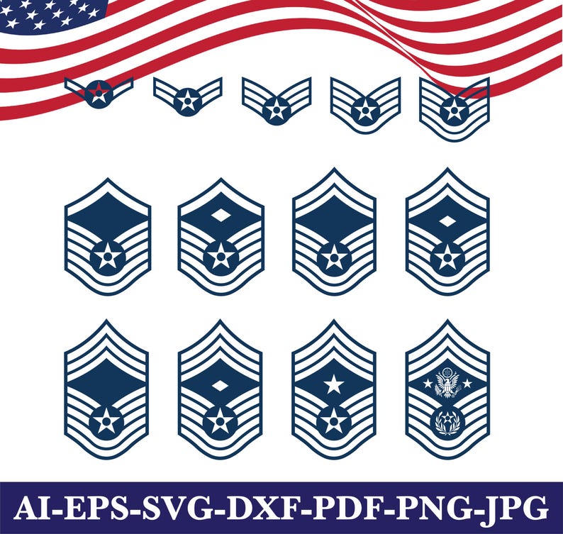 US Air Force Enlisted Rank Svg Vector, Cricut Ready (digital Download ...