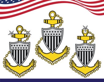 Archivos vectoriales del ancla del jefe de la Guardia Costera de EE. UU.: Corte láser CNC, Cricut (descarga digital)