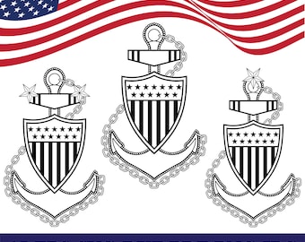 US Coast Guard Chief Anchor Vector Art: CNC Laser Cut Files (Digital Download)