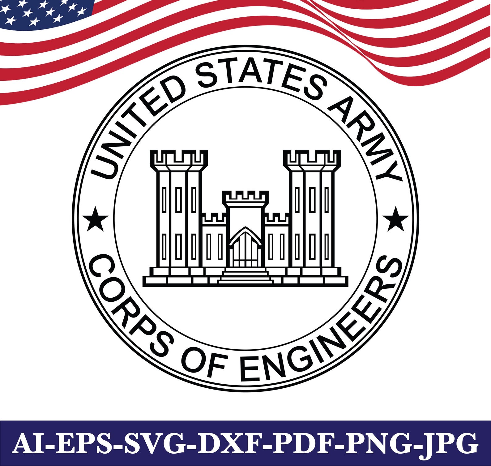 Army Engineer Graphics US Army Corps of Engineers Insignia SVG Vector File Bundle, Cricut, Cut ...