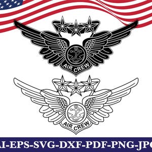 Combat Aircrew Wings Svg, Vector, Insignia, Patch, Cricut, Cut file