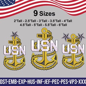 USN アンカー刺繍デザイン 海軍チーフアンカー（即時ダウンロード）