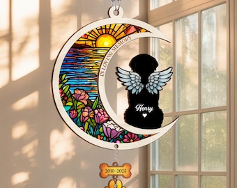 Personalized Loss Of Dog Sympathy Suncatcher, Pet Memorial Suncatcher, Dog Memorial Gift, Dog Remembrance Gift, Pet Memorial Gift