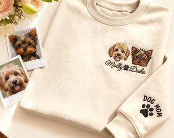 Felpa personalizzata con ricamo per animali domestici con foto, felpa con cappuccio personalizzata con ricamo del muso del cane, maglietta artistica per animali domestici, regalo per amanti dei cani e dei gatti, maglietta per mamma di cani