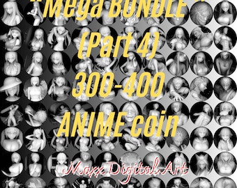 Diseños de monedas de personajes de anime: Archivos de grabado láser PARTE 4 / 300–400 (Descarga digital)