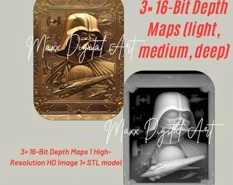 Darth Vader Zippo Lighter Depth Map Files | Laser Engraving, CNC (Digital Download)