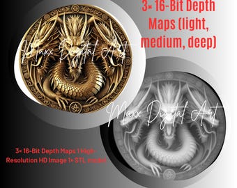 Dragon Coin 3D Depth Maps, STL File (Digital Download)